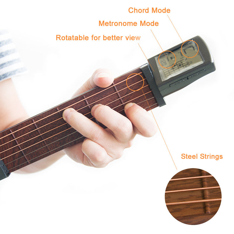 SCT-80 Pocket Guitar Chord Practitioner Portable Guitar Neck Guitar Finger Practice with Screen Display Beat