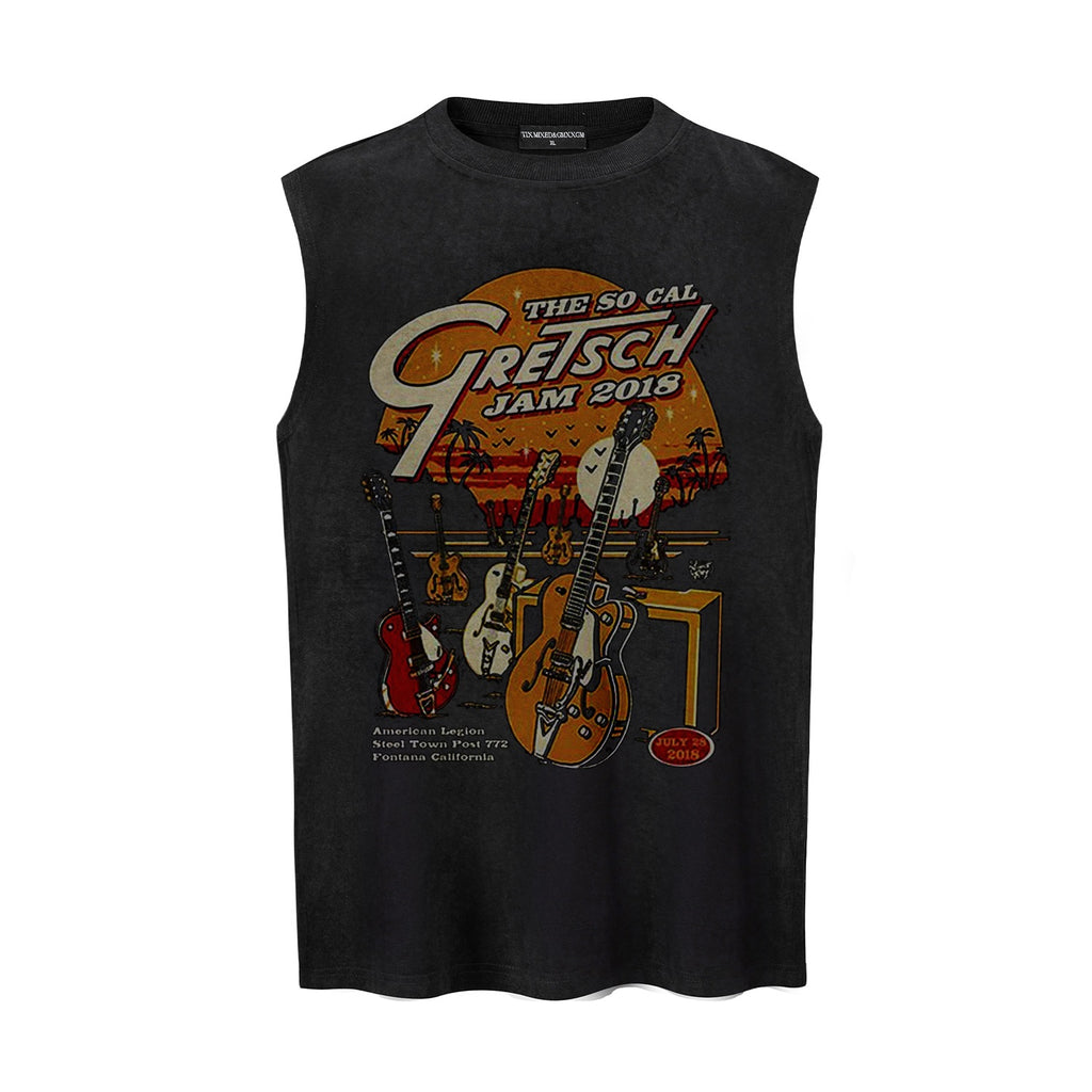 Sunset Guitar Printed Tank Top