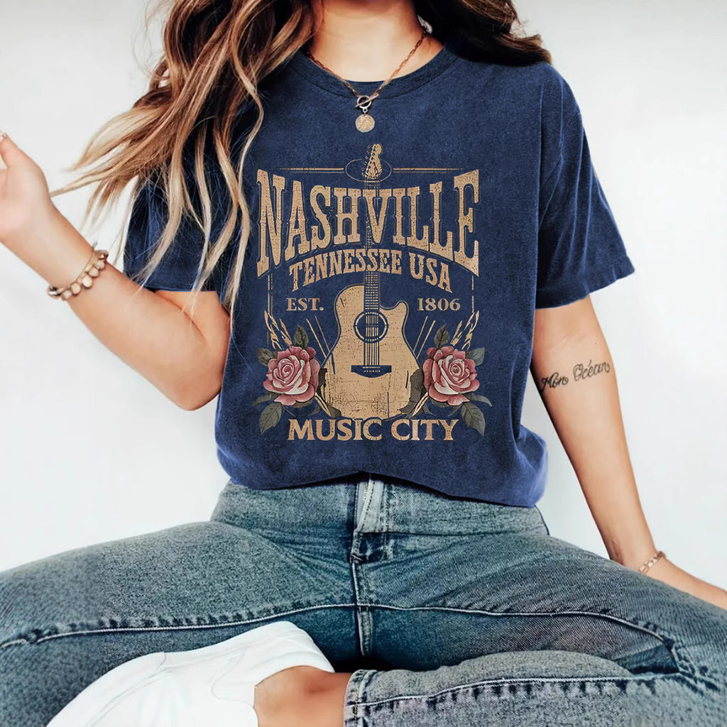 Guitar print top women's T-shirt