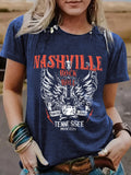 Guitar pattern round neck short sleeved shirt