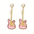 Alloy Drip Oil Set Diamond Guitar Earrings Colored Glazed Pearl Earrings