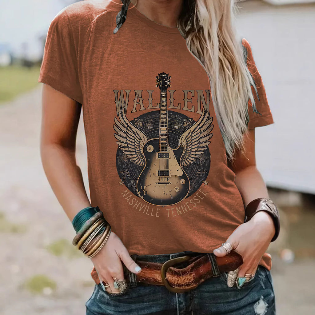 T-shirt WALLEN guitar disc print
