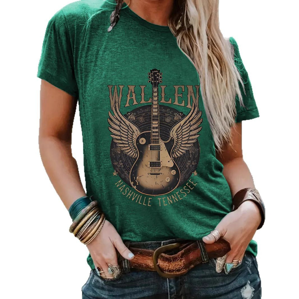 T-shirt WALLEN guitar disc print