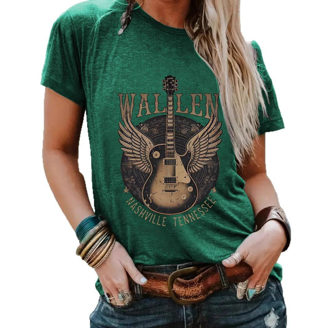 T-shirt WALLEN guitar disc print