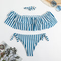 Stripe Bikini Set with Tie Strings for Women, Two-Piece Swimsuit
