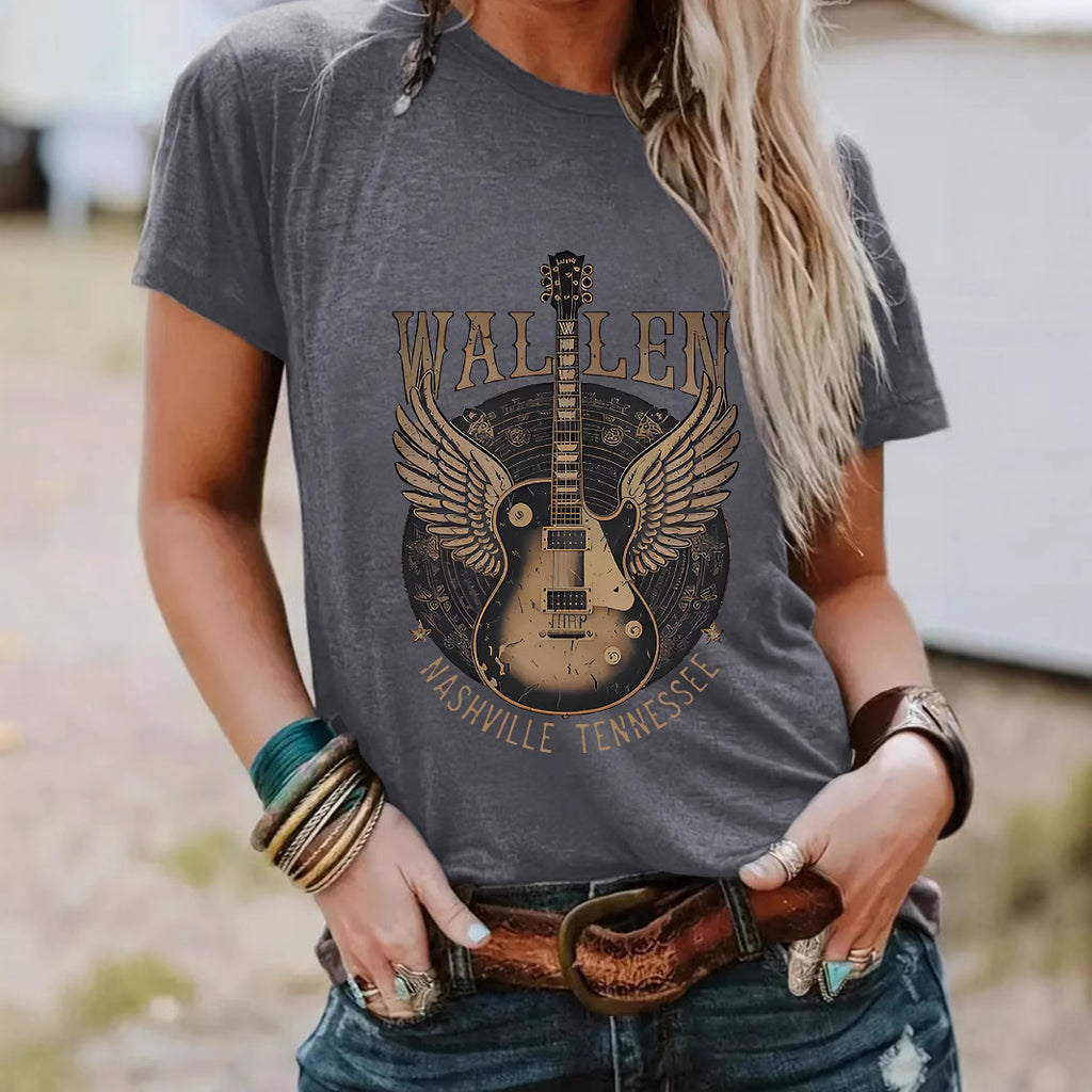 T-shirt WALLEN guitar disc print