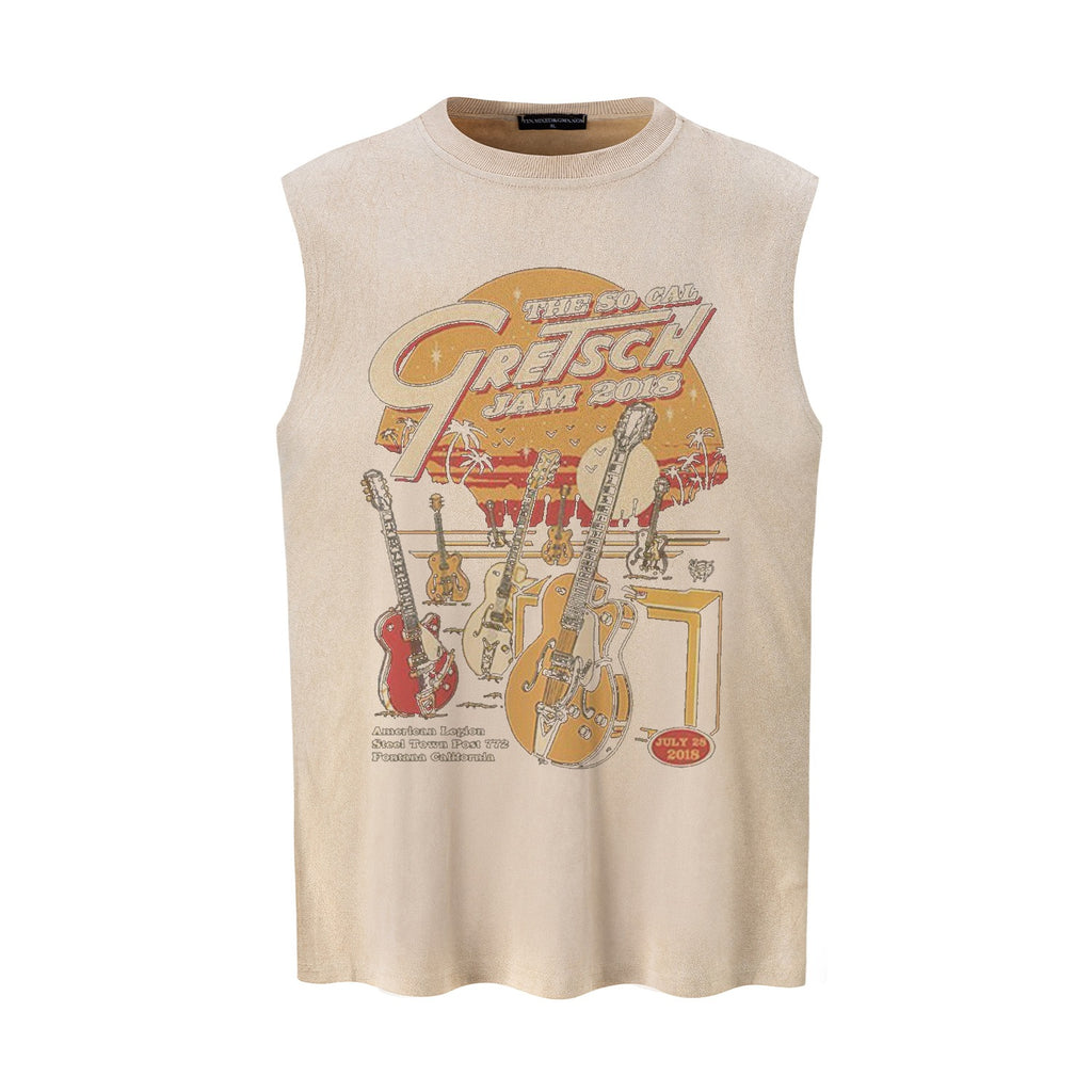 Sunset Guitar Printed Tank Top