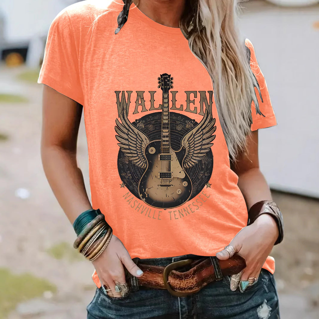 T-shirt WALLEN guitar disc print
