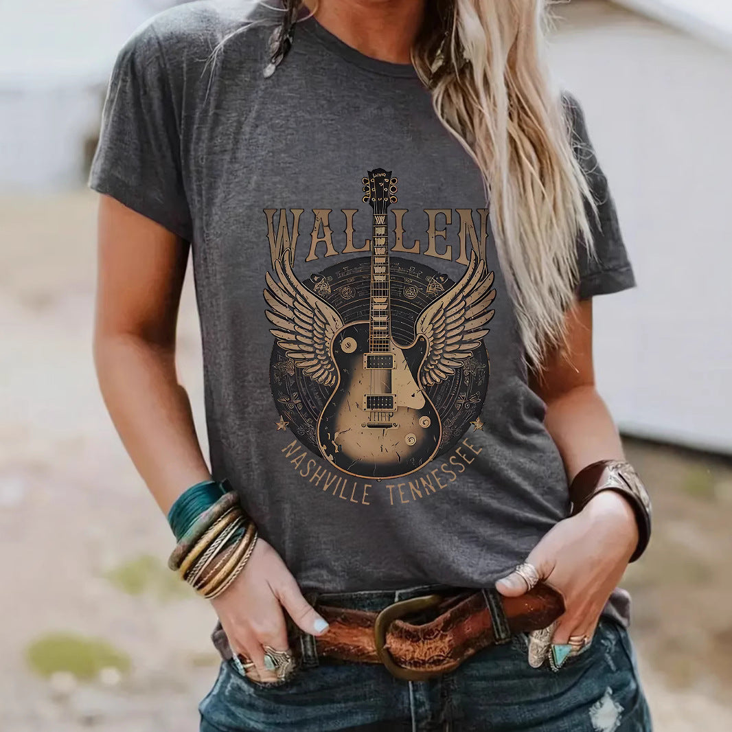 T-shirt WALLEN guitar disc print